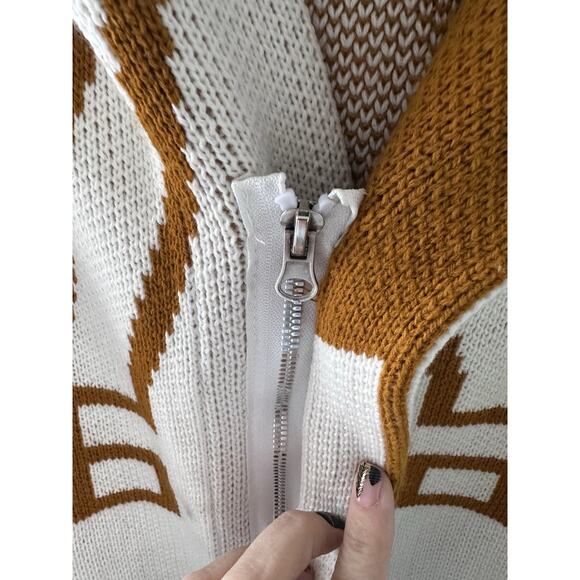 Black Pharaoh Aztec Knit Unisex Cardigan Zipper Sweater Grandpa Medium 2 - Picture 3 of 14